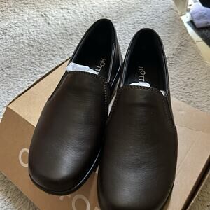 Ladies Hotter Shoes Glove II US 8.5 Wide Fit Brown Leather Slip On Flats BNIB